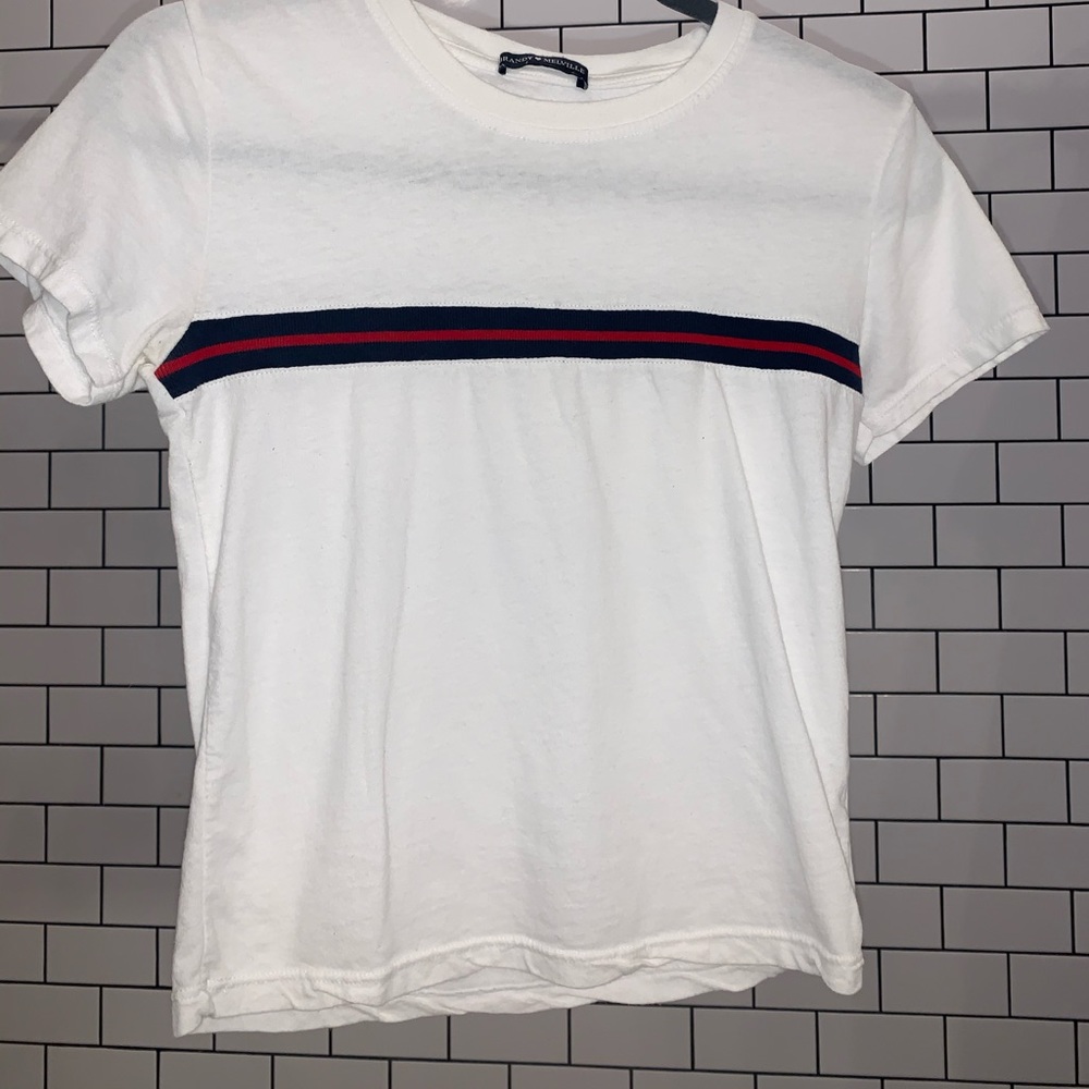White Cropped Tee with Stripes